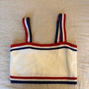 Show me your MuMu Red White Blue Striped Knit Crop Top